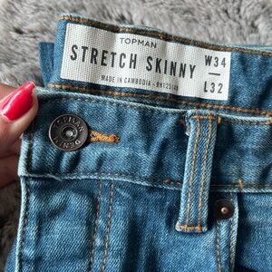 Topman Denim Blue Stretch Skinny Jeans